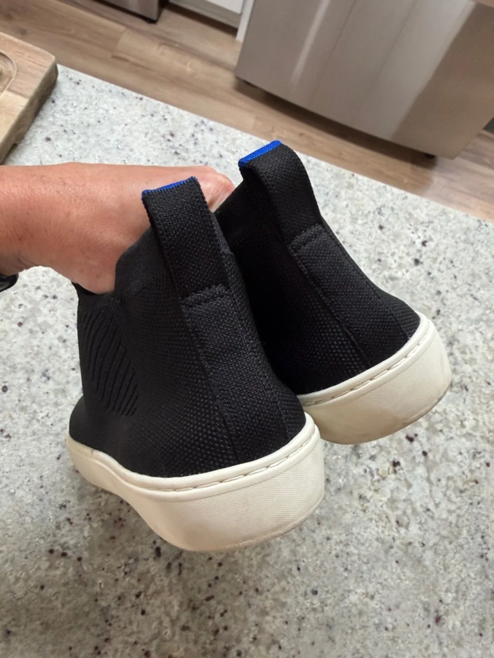 Rothy's The Chelsea Boot Knit Black High Top Knit Pull On Sneaker Shoes Size 9 - Picture 5 of 9